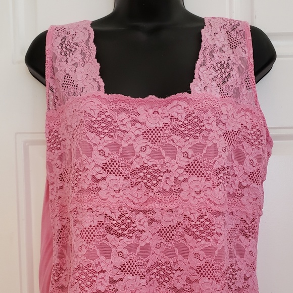 Emma James Tops - Emma James XL Stretch Pink Lace Shell Sleeveless